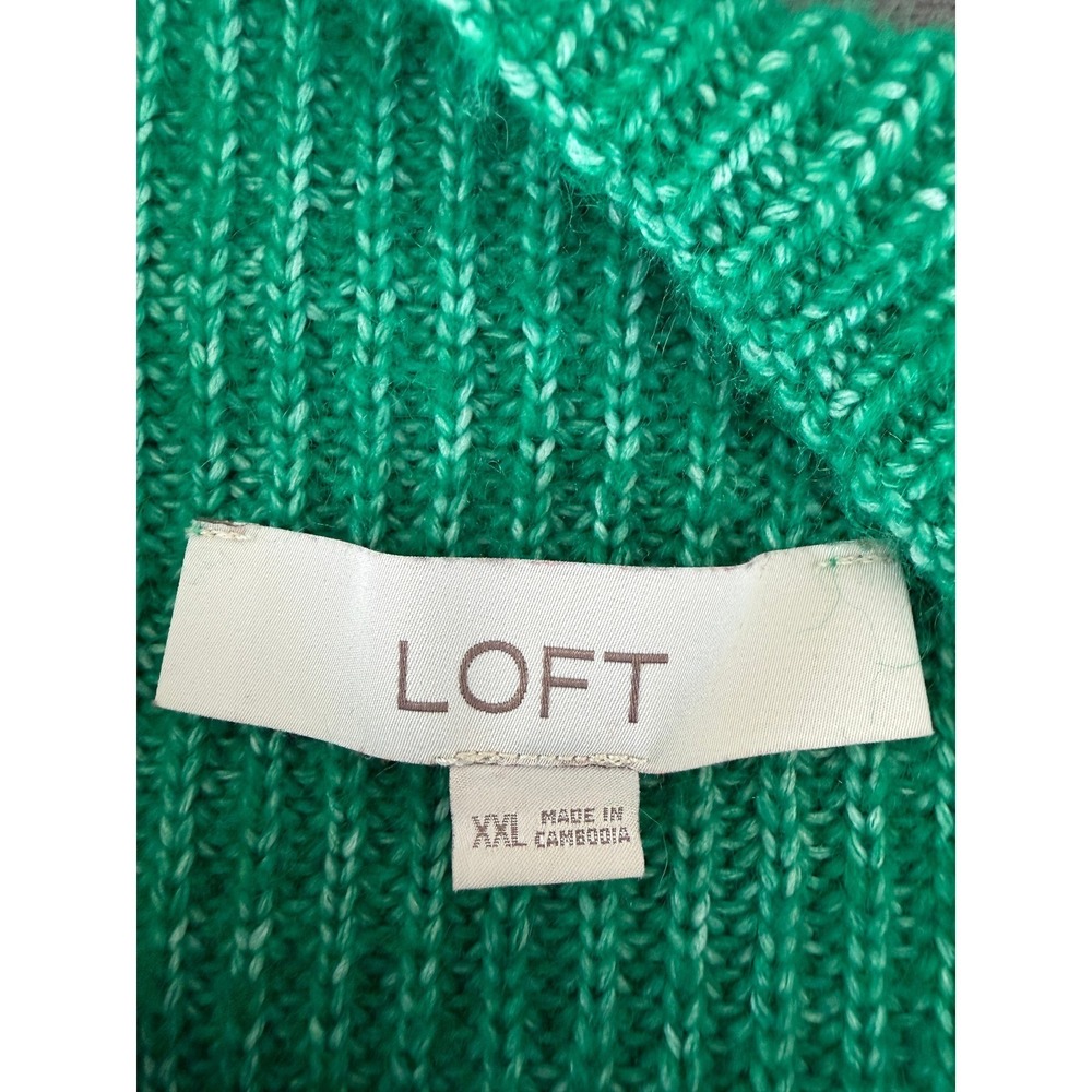 Loft Mock Neck Chunky Knit Sweater Womens XXL Green Marled Cozy Classic Capsule - Picture 5 of 9